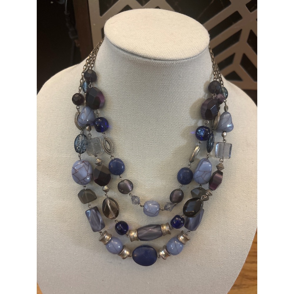 Coldwater Creek Multi-Strand‎ Bead Necklace Womens OS Blue Purple  Chunky